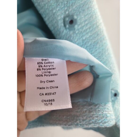 NWT Talbots Petities Women Aqua Blue Cotton Blend Tweed Blazer size 12P - Picture 9 of 9